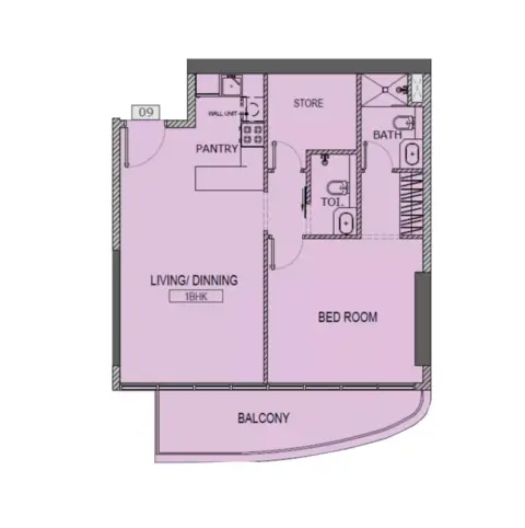 Plattegrond van 1 slaapkamer in Westwood Grande Phase 2 By Imtiaz