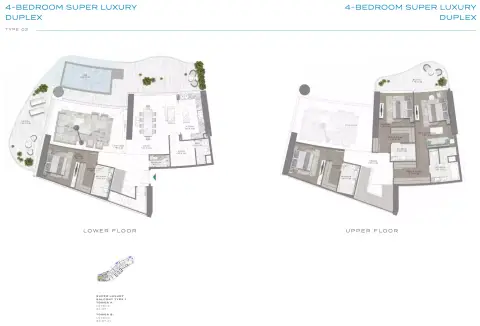 Plattegrond van 4 slaapkamers in Damac Bay
