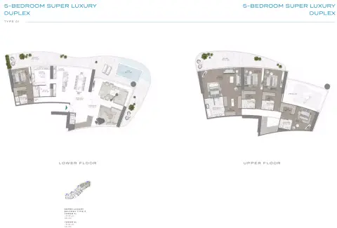 Plattegrond van 5 slaapkamers in Damac Bay