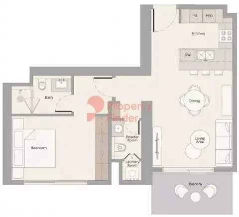 Plattegrond van 1 slaapkamer in The Highbury