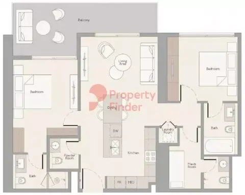 Plattegrond van 2 slaapkamers in The Highbury