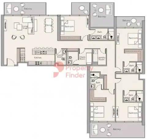 Plattegrond van 4 slaapkamers in The Highbury