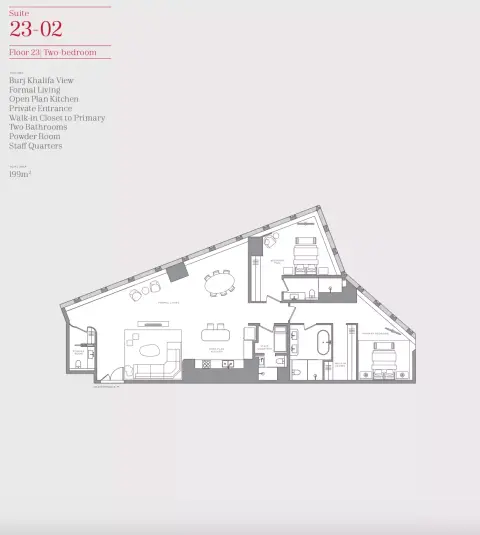 Plattegrond van 2 slaapkamers in Baccarat Hotel & Residences