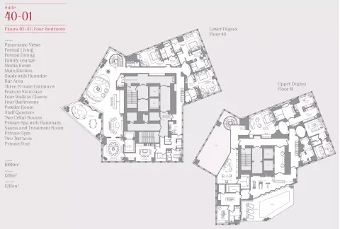 Plattegrond van 4 slaapkamers in Baccarat Hotel & Residences