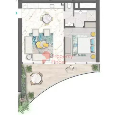 Plattegrond van 1 slaapkamer in ChicÂ Tower