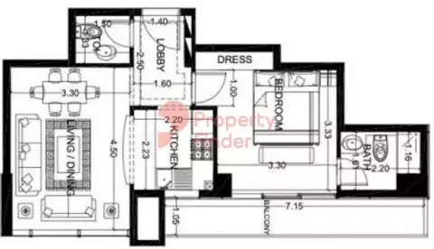 Plattegrond van 1 slaapkamer in 7 Park Central