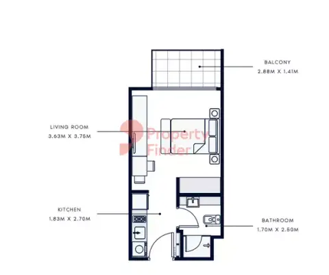 Plattegrond van Studio in Azizi Amber