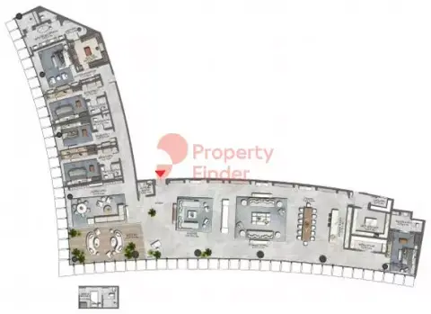 Plattegrond van 5 slaapkamers in The Residence Burj Khalifa