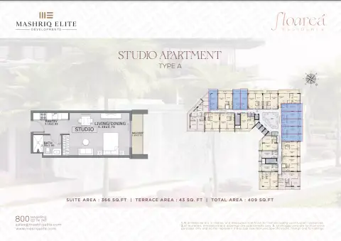 Plattegrond van Studio in Floarea Residence
