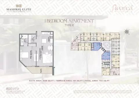 Plattegrond van 1 slaapkamer in Floarea Residence