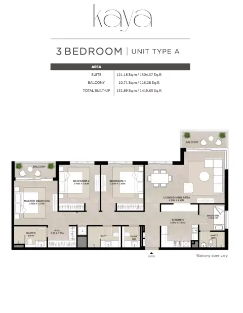 Plattegrond van 3 slaapkamers in Liva Town Square