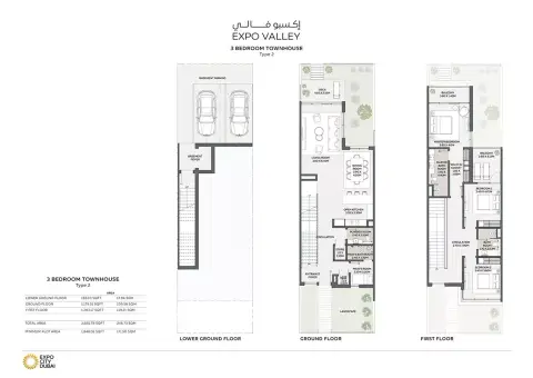 Plattegrond van 3 slaapkamers in Expo City Valley