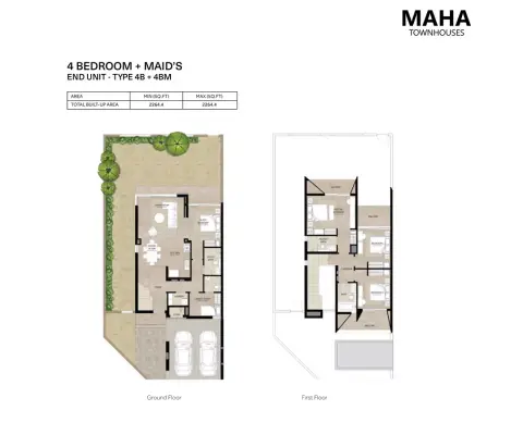 Plattegrond van 4 slaapkamers in Maha Townhouses
