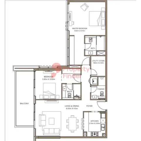 Plattegrond van 2 slaapkamers in 399 Hills Park B