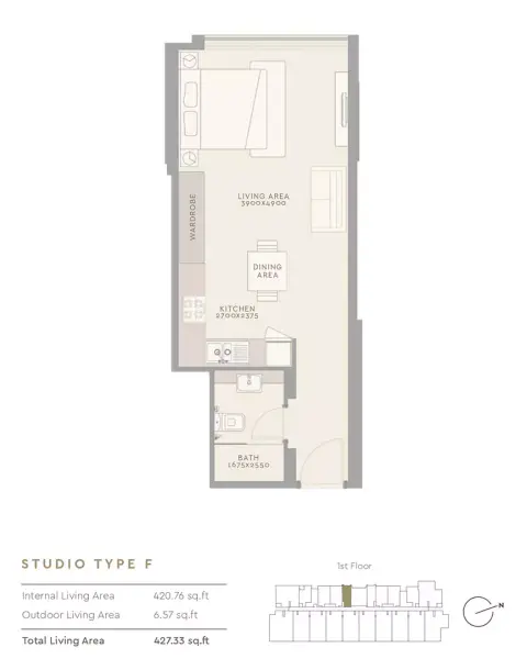 Plattegrond van Studio in The Haven