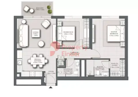 Plattegrond van 2 slaapkamers in Park Horizon