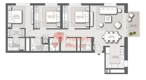 Plattegrond van 3 slaapkamers in Park Horizon