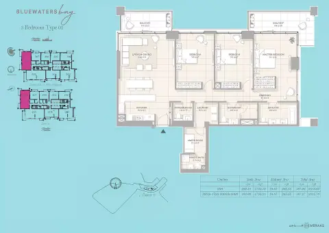Plattegrond van 3 slaapkamers in Bluewaters Bay