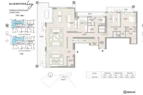 Plattegrond van 5 slaapkamers in Bluewaters Bay