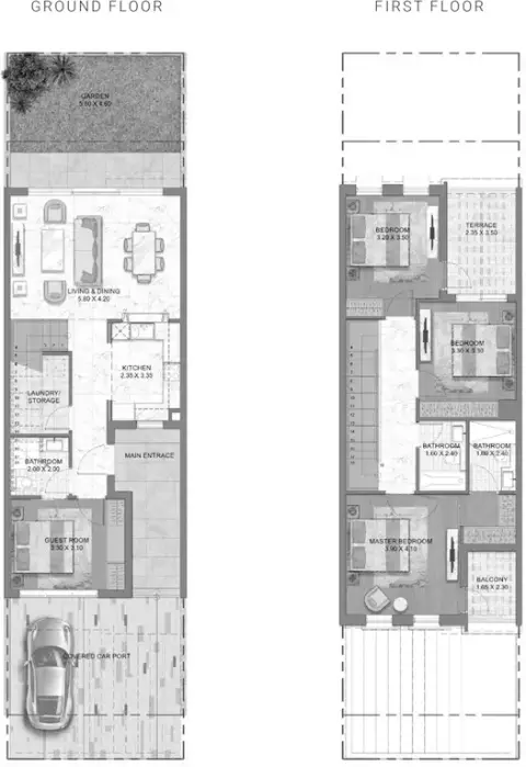 Plattegrond van 4 slaapkamers in Damac Lagoons - Mykonos