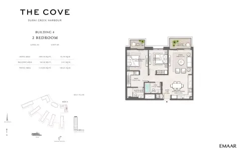 Plattegrond van 1 slaapkamer in The Cove Phase 2 By Emaar