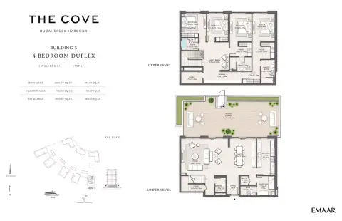 Plattegrond van 4 slaapkamers in The Cove Phase 2 By Emaar