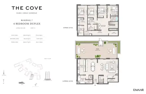 Plattegrond van 4 slaapkamers in The Cove Phase 2 By Emaar