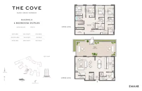 Plattegrond van 4 slaapkamers in The Cove Phase 2 By Emaar