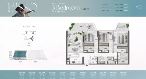 Plattegrond van 3 slaapkamers in Passo by Beyond