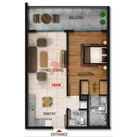 Plattegrond van 1 slaapkamer in Marquis Galleria