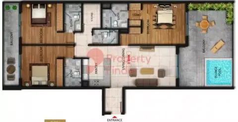 Plattegrond van 3 slaapkamers in Marquis Galleria