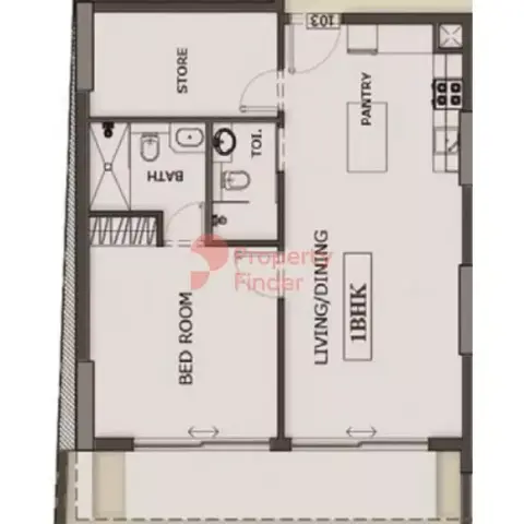 Plattegrond van 1 slaapkamer in Oxford Terraces Phase 2 By Iman