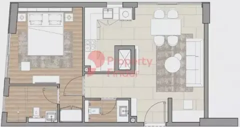 Plattegrond van 1 slaapkamer in Concept 7 Residences