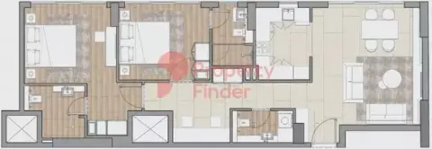 Plattegrond van 2 slaapkamers in Concept 7 Residences