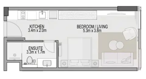 Plattegrond van Studio in Berkeley at Dubai Hills Estate