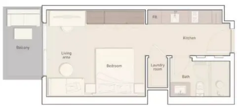 Plattegrond van Studio in Ellington House Phase 3 By Ellington Properties