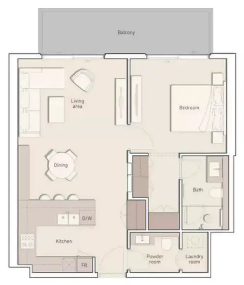 Plattegrond van 1 slaapkamer in Ellington House Phase 3 By Ellington Properties