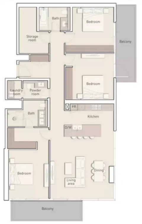 Plattegrond van 3 slaapkamers in Ellington House Phase 3 By Ellington Properties