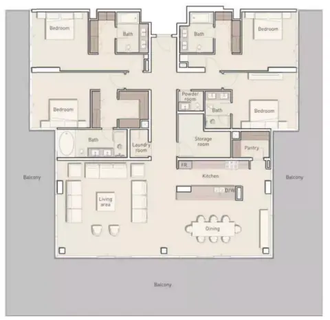 Plattegrond van 4 slaapkamers in Ellington House Phase 3 By Ellington Properties