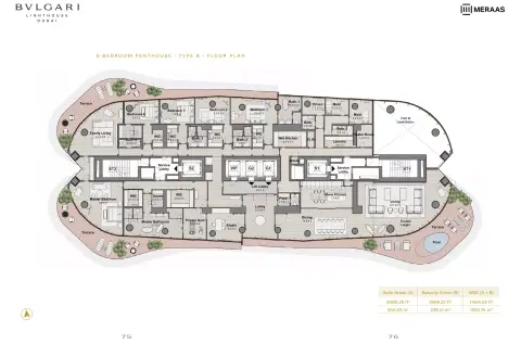 Plattegrond van 5 slaapkamers in Bulgari Lighthouse