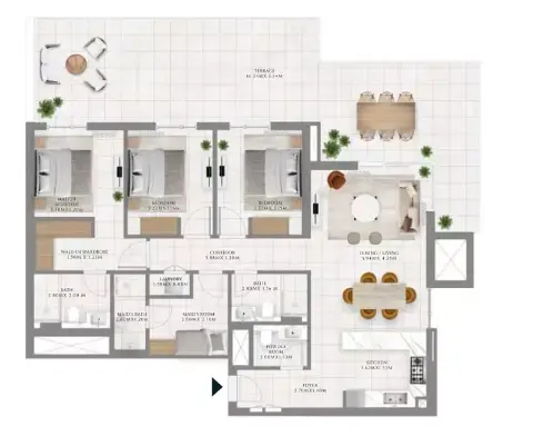 Plattegrond van 3 slaapkamers in Park Lane By Heilbronn