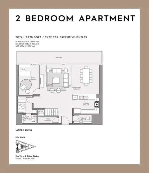 Plattegrond van 2 slaapkamers in Mar Casa