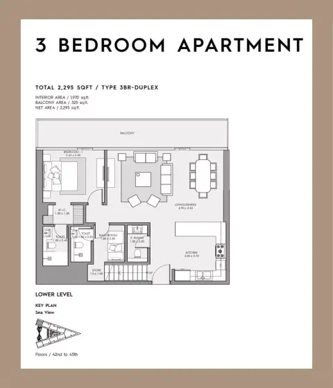 Plattegrond van 3 slaapkamers in Mar Casa