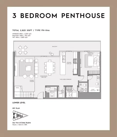 Plattegrond van 3 slaapkamers in Mar Casa
