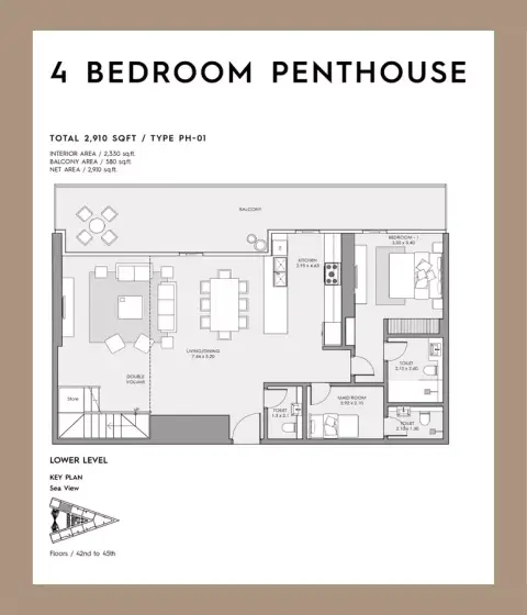 Plattegrond van 4 slaapkamers in Mar Casa