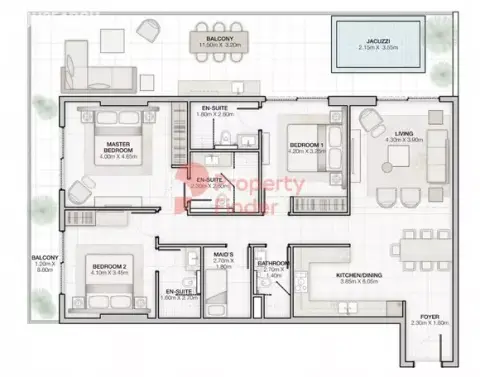Plattegrond van 3 slaapkamers in Divine Living