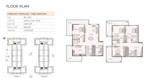 Plattegrond van 4 slaapkamers in Equiti Home