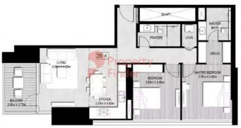 Plattegrond van 2 slaapkamers in Marina Living