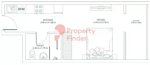 Plattegrond van Studio in Opalz by Danube