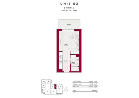 Plattegrond van Studio in Hadley Heights